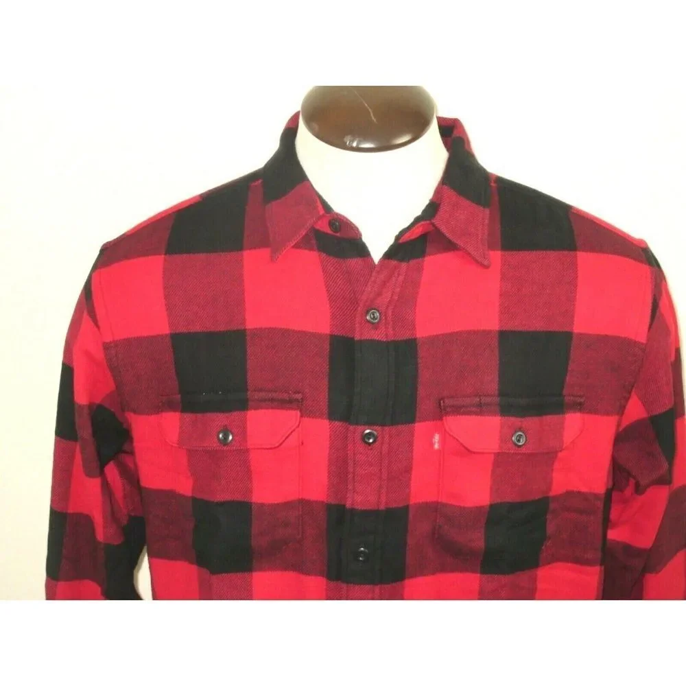 Levi's Men's Checked Jackson button up Work Shirt Red Black Classic Plaid NWT